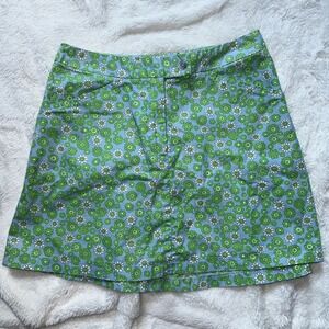 Vintage Retro Floral Mini Skirt Novelty Print 70s 60s England Cotton Hippie Boho